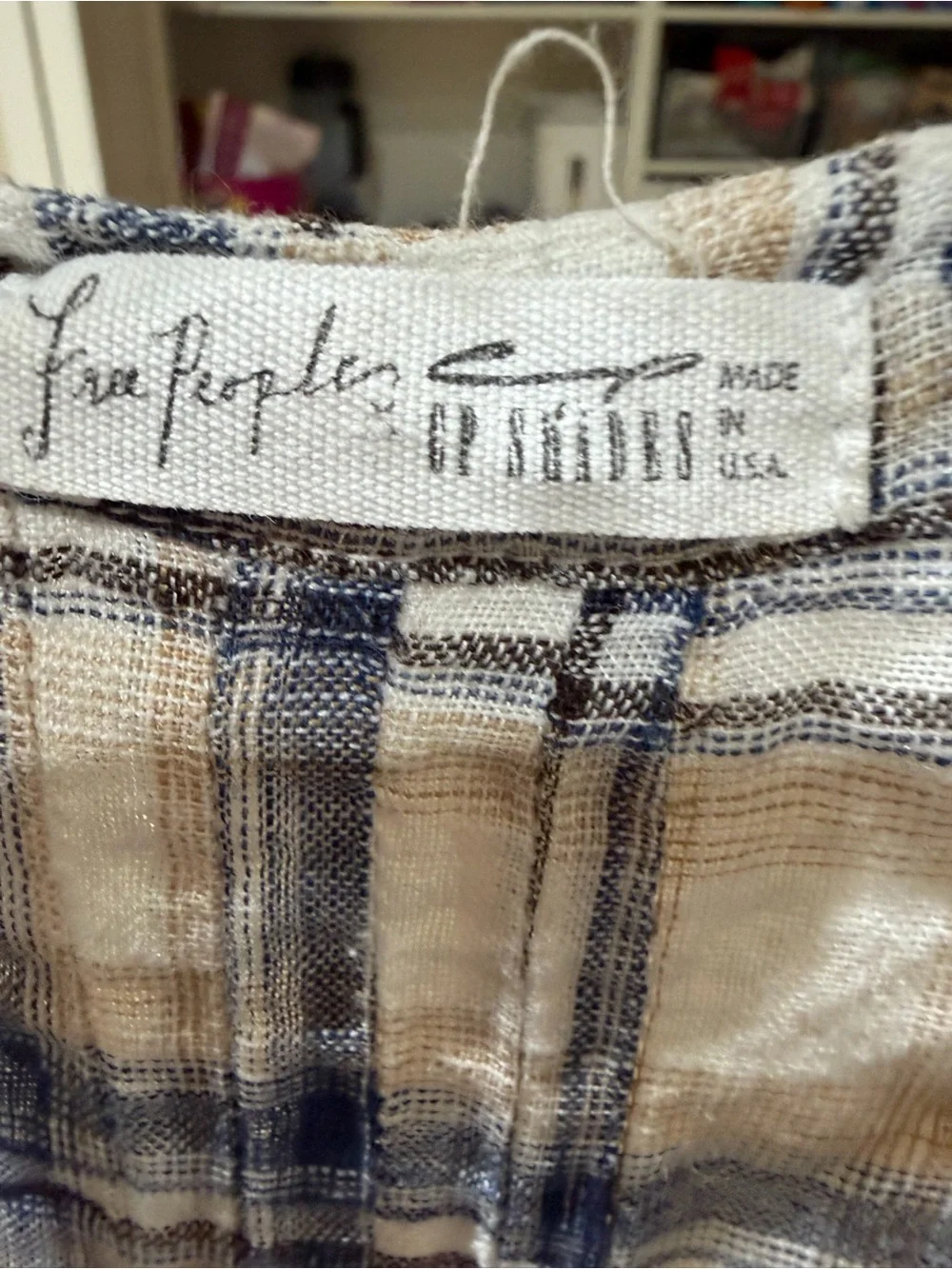 Free People CP Shades plaid river tunic linen mini dress (121)